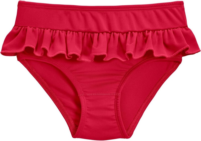 City Threads Made in USA Girls' Swimwear Ruffle Swim Briefs Bikini Bottoms Beachwear Swimming Suit, Red, 14 - Image 1